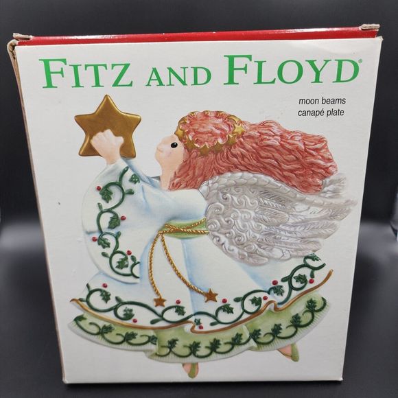 Fitz & Floyd Moon Beam Canapé Plate 2003 Christmas Angel Serving Snack Plate - Picture 3 of 10